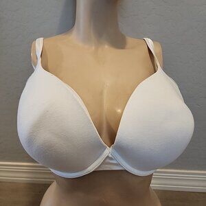 Cacique Bra 44DDD White Cotton Boost Plunge Underwire Padded